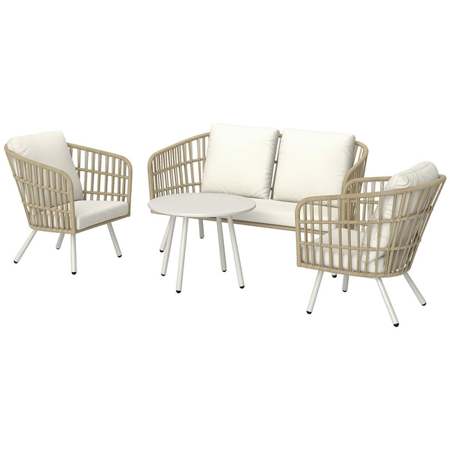 Polyrattan Outdoor Lounge-Set, wetterfest, für 4 Personen