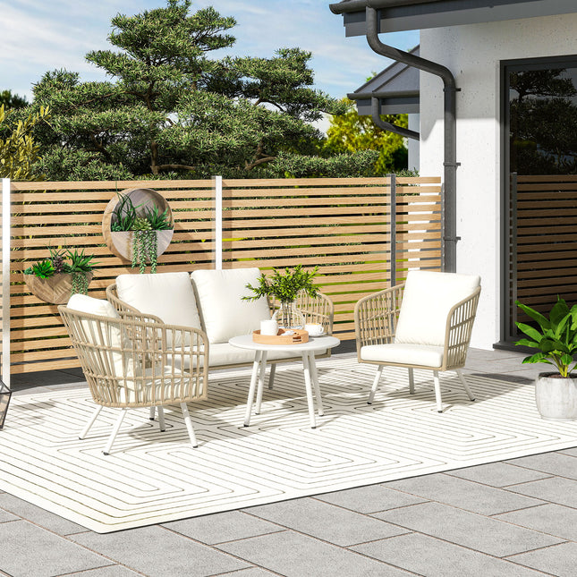 Polyrattan Outdoor Lounge-Set, wetterfest, für 4 Personen