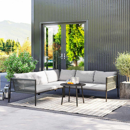 Outdoor Poly Rattan Lounge Set, wetterfeste Sitzgelegenheit für 6 Personen