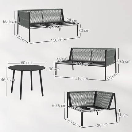 Outdoor Poly Rattan Lounge Set, wetterfeste Sitzgelegenheit für 6 Personen