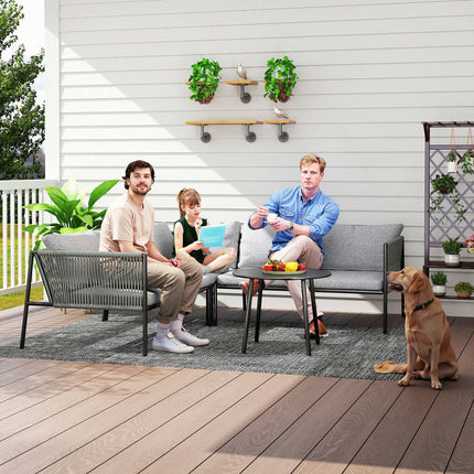 Outdoor Poly Rattan Lounge Set, wetterfeste Sitzgelegenheit für 6 Personen