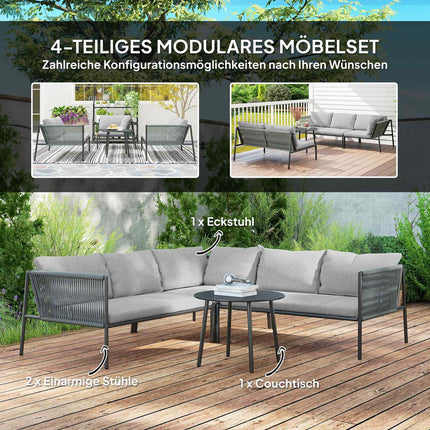 Outdoor Poly Rattan Lounge Set, wetterfeste Sitzgelegenheit für 6 Personen