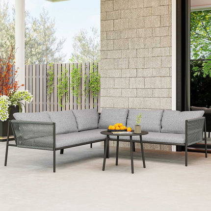 Outdoor Poly Rattan Lounge Set, wetterfeste Sitzgelegenheit für 6 Personen
