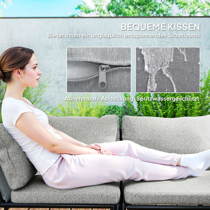 Outdoor Poly Rattan Lounge Set, wetterfeste Sitzgelegenheit für 6 Personen