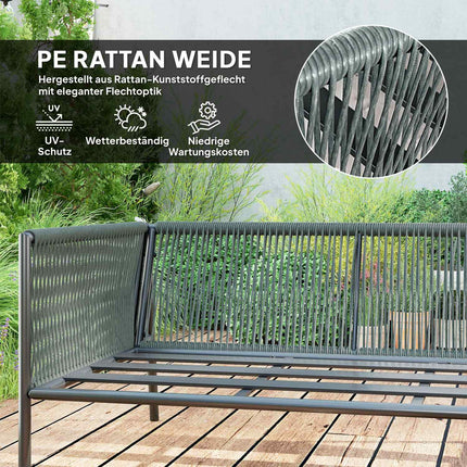 Outdoor Poly Rattan Lounge Set, wetterfeste Sitzgelegenheit für 6 Personen