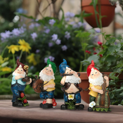 Garden gnomes set with 4 musicians