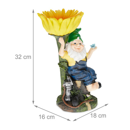 Nain de jardin avec bain d'oiseaux