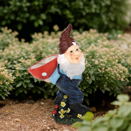Garden gnome with bird bath