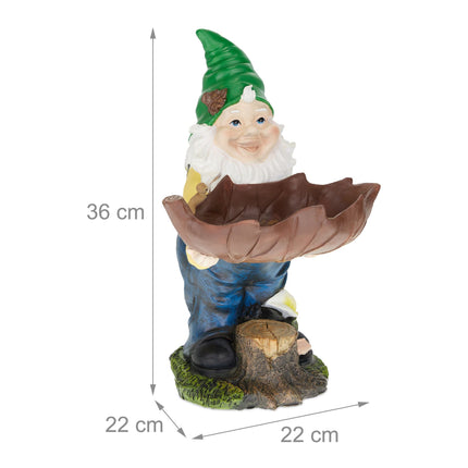 Garden gnome with bird bath