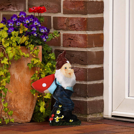 Garden gnome with bird bath