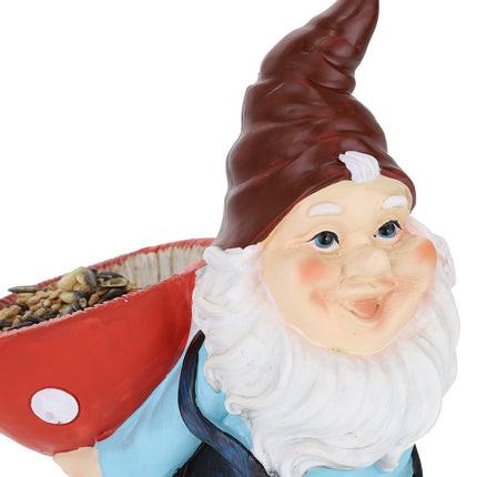 Garden gnome with bird bath