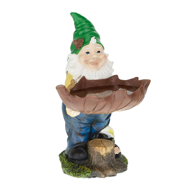 Garden gnome with bird bath