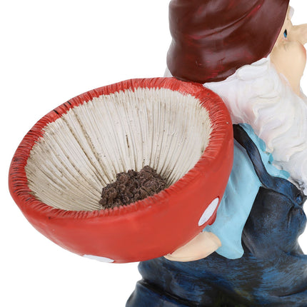 Garden gnome with bird bath
