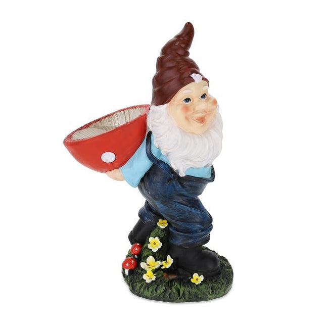 Garden gnome with bird bath