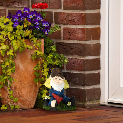 Garden gnome with water bucket