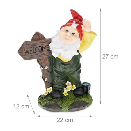 Gartenzwerg mit Willkommensschild