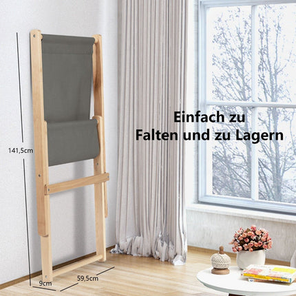 Chaise longue de jardin pliante en bois avec coussins pour l'espace piscine Naturel + Gris