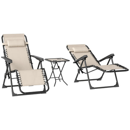 Klappbarer Outdoor-Stuhl, 3-teilig mit Kissen und Tisch