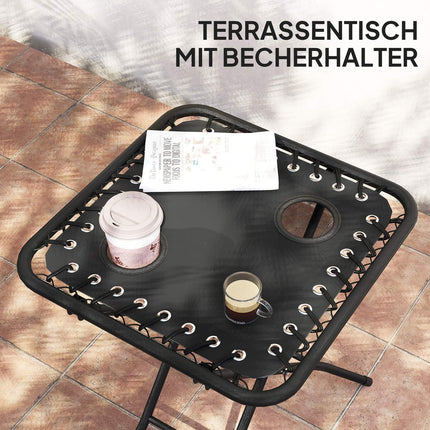 3-teilige klappbare Sonnenliege aus Metall mit Tisch und Stühlen