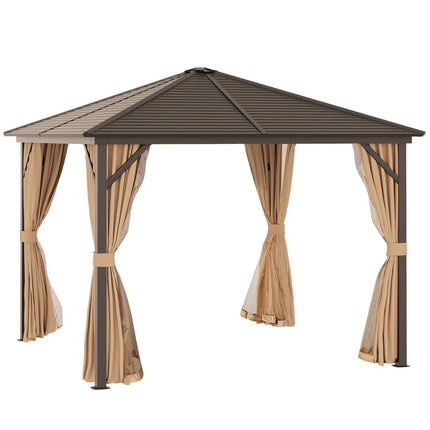 Gartenpavillon Partyzelt, 3x3m, Doppelseitenwände, bronze