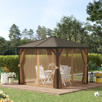 Gartenpavillon Partyzelt, 3x3m, Doppelseitenwände, bronze