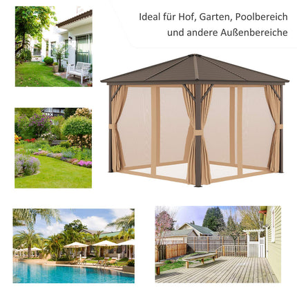 Gartenpavillon Partyzelt, 3x3m, Doppelseitenwände, bronze