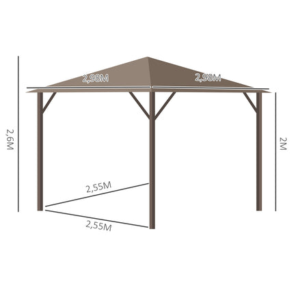 Gartenpavillon Partyzelt, 3x3m, Doppelseitenwände, bronze