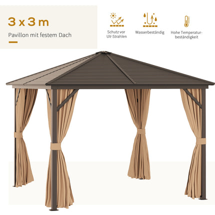 Gartenpavillon Partyzelt, 3x3m, Doppelseitenwände, bronze