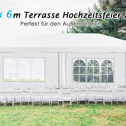 Garden pavilion party tent with 4 removable side walls pavilion beer tent UV protection garden tent 3 x 6m