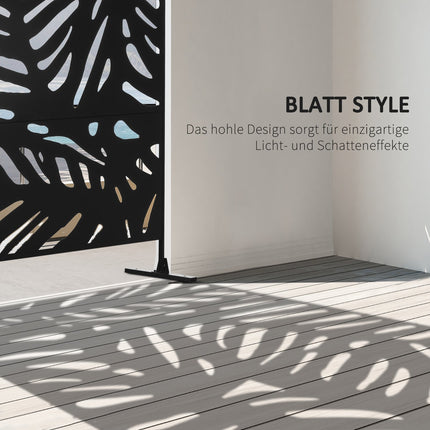 Sichtschutz mit Stahlblatt-Muster, 122x198cm, mit Ständer