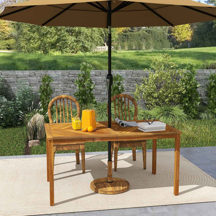 Gartentisch 150x85cm, wetterfester Balkontisch aus Holz, 6 Personen mit Schirmloch, Lamellendesign Naturholz