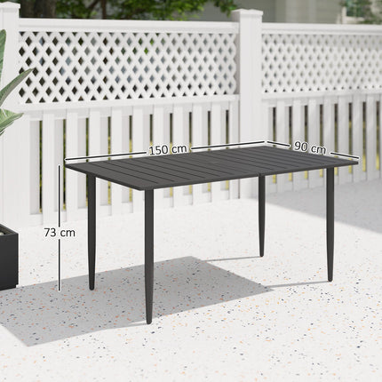 Rechteckiger Outdoor-Tisch aus Stahl, 150x90cm, Schwarz