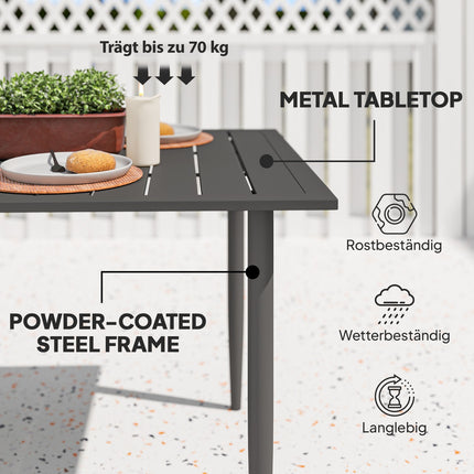 Rechteckiger Outdoor-Tisch aus Stahl, 150x90cm, Schwarz