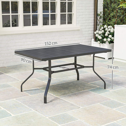 Rechteckiger Outdoor-Esstisch aus Stahl, wetterfest, 152x90 cm