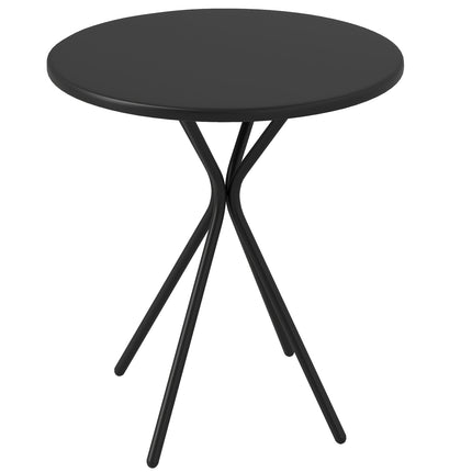 Runder schwarzer Outdoor-Stahltisch, Ø60 x 70 cm – wetterfest & gepolstert
