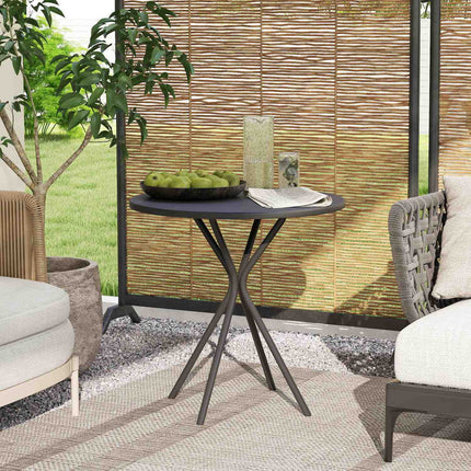 Runder schwarzer Outdoor-Stahltisch, Ø60 x 70 cm – wetterfest & gepolstert