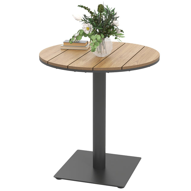 Runder Garten-Stahltisch - wetterfest, 70 cm Lattenrost-Design