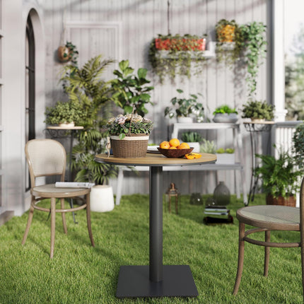 Runder Garten-Stahltisch - wetterfest, 70 cm Lattenrost-Design