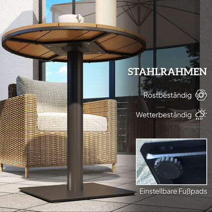 Runder Garten-Stahltisch - wetterfest, 70 cm Lattenrost-Design