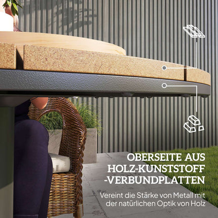 Runder Garten-Stahltisch - wetterfest, 70 cm Lattenrost-Design