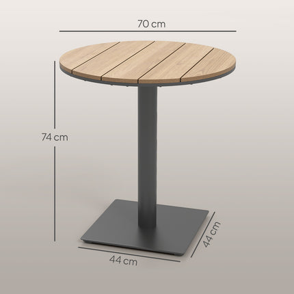 Runder Garten-Stahltisch - wetterfest, 70 cm Lattenrost-Design