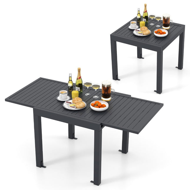 Garden table aluminum extendable 80/160 x 80cm dining table weatherproof dark gray