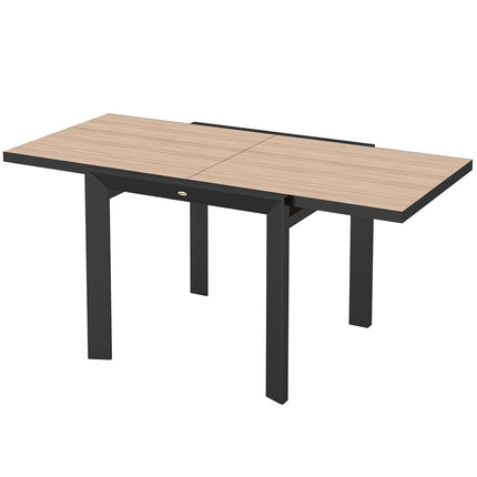 Extendable outdoor dining table in aluminium, weatherproof 80/160x80 cm