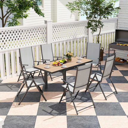 Extendable outdoor dining table in aluminium, weatherproof 80/160x80 cm