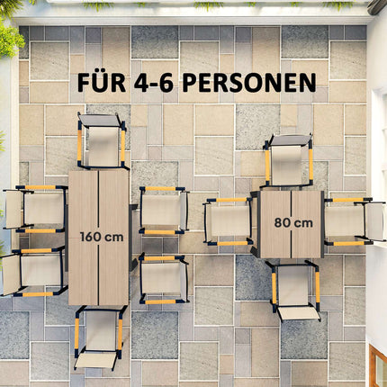 Extendable outdoor dining table in aluminium, weatherproof 80/160x80 cm