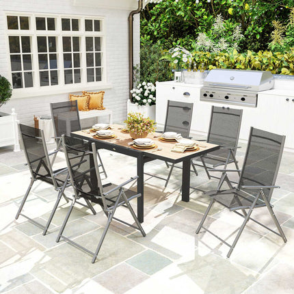 Extendable outdoor dining table in aluminium, weatherproof 80/160x80 cm