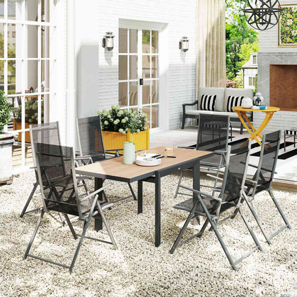 Extendable outdoor dining table in aluminium, weatherproof 80/160x80 cm