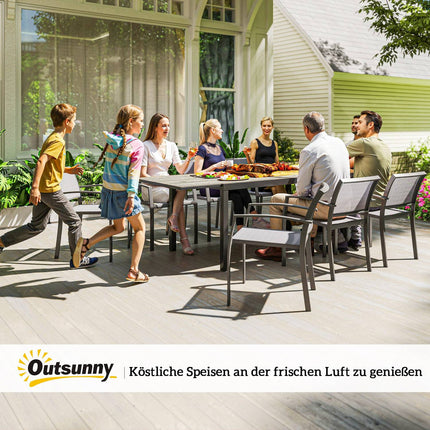 Table de jardin extensible pour 6 à 8 personnes, 160/240 x 90 cm, table de balcon en aluminium aspect bois, table de patio résistante aux intempéries, table de buffet d'extérieur pour jardin, terrasse, balcon, gris