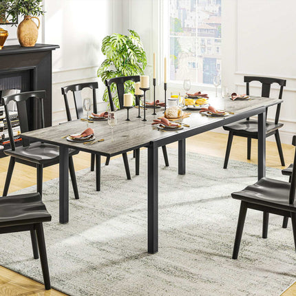 Table de jardin extensible pour 6 à 8 personnes, 160/240 x 90 cm, table de balcon en aluminium aspect bois, table de patio résistante aux intempéries, table de buffet d'extérieur pour jardin, terrasse, balcon, gris