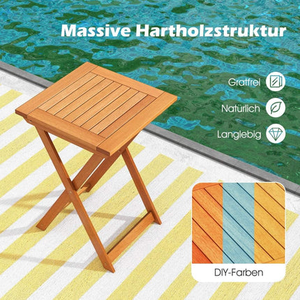 Gartentisch klappbar wetterfest Bistrotisch aus Hartholz Klapptisch quadratisch Holztisch 50 x 50 x 73,5 cm Natur